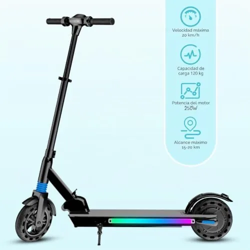 Patinete eléctrico para niños, pantalla LED, plegable y de a