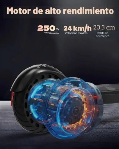QNQ Patinete Eléctrico, Motor 500 W, 8 pulgadas, Patinete El