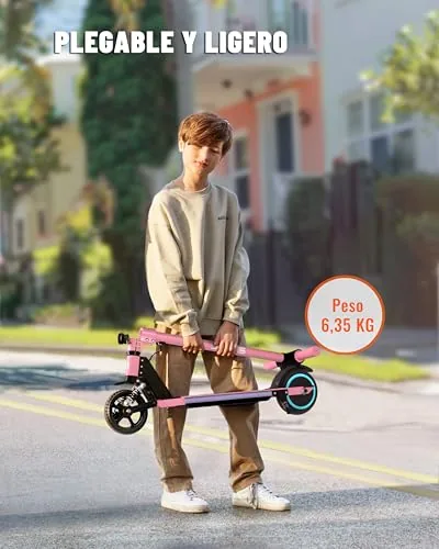 Patinete Eléctrico para Niños, Plegable 6-12 Años, Patinete