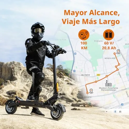 Patinete Eléctrico Ausom F1 MAX, Doble Motor, Batería 20,8 A