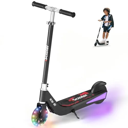 iScooter Patinete eléctrico para niños con Ruedas Delanteras LED, Patinete eléct