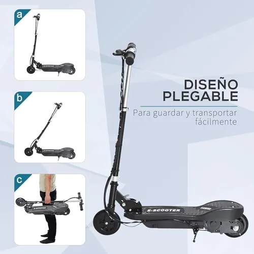 HOMCOM Patinete Eléctrico Plegable +7 Años 24V Altura Ajusta