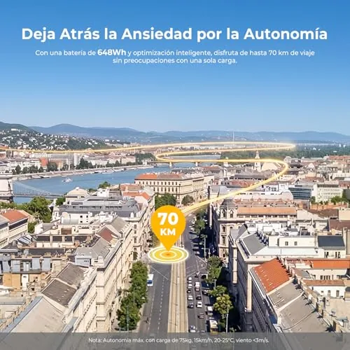 Patinete Eléctrico Ausom K20, 70km Autonomía, Batería 48V 13