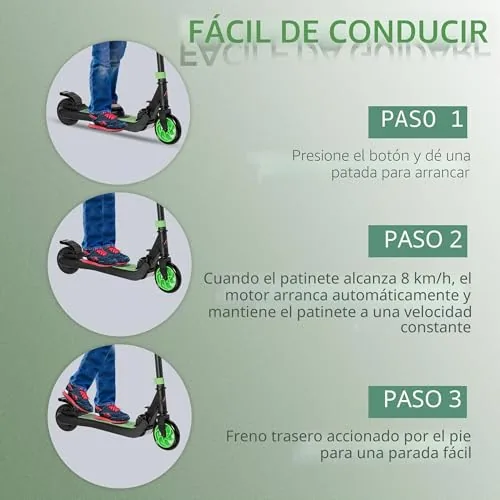 HOMCOM E-Scooter 120W Motor para Edad 6+ Autonomía 6 km Verd