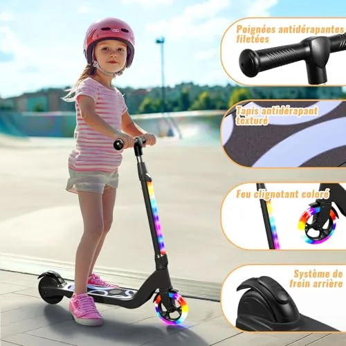 TST - Patinete eléctrico para niños de 6 a 8 a 10 años con l