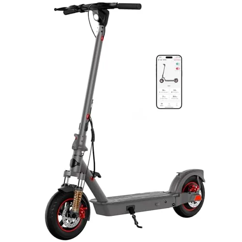 SISIGAD Patinete eléctrico adulto de 10 pulgadas con suspensión y aplicación, mo