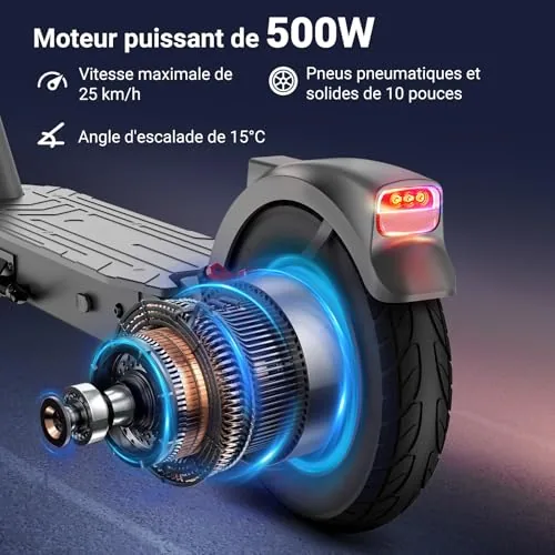SISIGAD Patinete eléctrico adulto de 10 pulgadas con suspens