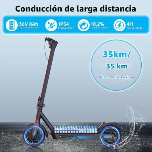 Patinete Electrico Adultos, Neumático de 8.5"/10", Patinete