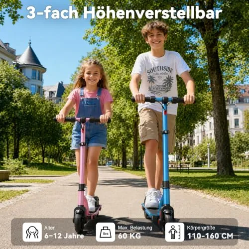 Caroma - Patinete eléctrico para niños de 6 a 12 años, con M