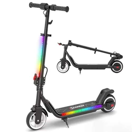 iScooter Patinete eléctrico para niños de 8 a 14 años, 250 W con Bluetooth y luz