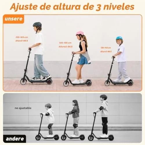 iScooter Patinete eléctrico para niños de 8 a 14 años, 250 W