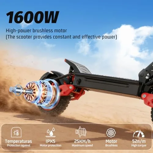Patinete Eléctrico Adulto Plegable 11” Off-Road, Autonomía 5