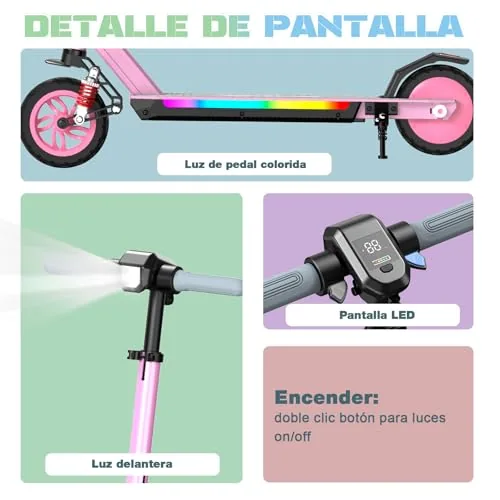 R12 MAX Patinete Eléctrico Niño 6-12 años, Scooter con Motor