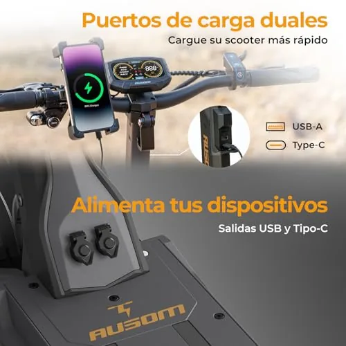 Patinete Eléctrico, Ausom L2 MAX Doble Motor, Autonomía 90KM