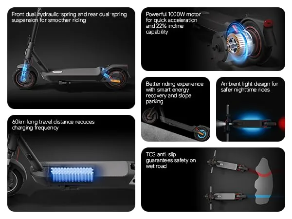 Xiaomi Patinete eléctrico de 5 Max, doble muelle hidráulico 