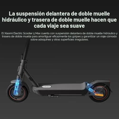 Xiaomi Patinete eléctrico de 5 Max, doble muelle hidráulico 