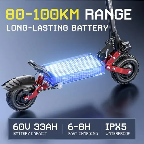 Patinete eléctrico CL8, Doble Motor, batería de 60 V y 33 Ah