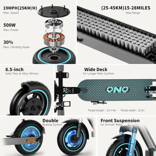 QnQ - Patinete eléctrico para adulto, ultra ligero, duración