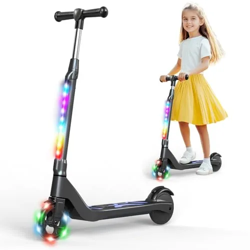 SISIGAD Patinete eléctrico para niños de 6 a 10 años con Luces LED Intermitentes