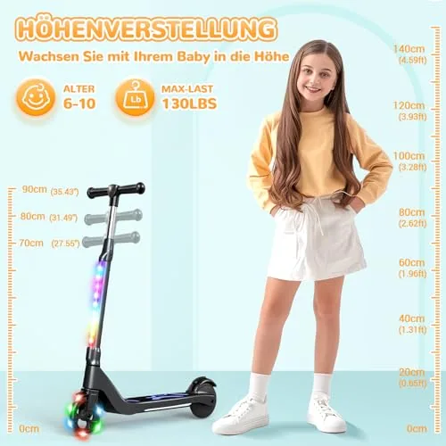SISIGAD Patinete eléctrico para niños de 6 a 10 años con Luc